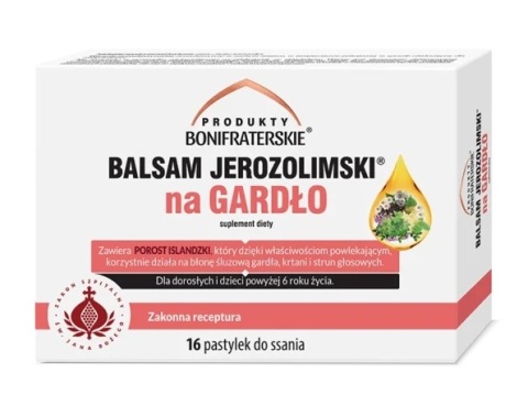 BALSAM JEROZOLIMSKI NA GARDŁO 16 PASTYLEK PRODUKTY BONIFRATERSKIE