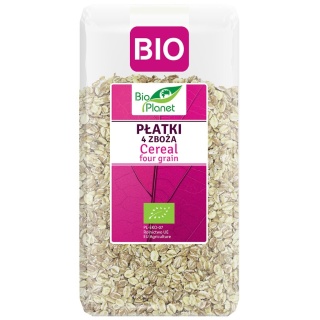 PŁATKI 4 ZBOŻA (ORKISZ, OWIES, JĘCZMIEŃ, ŻYTO) BIO 600 g BIO PLANET