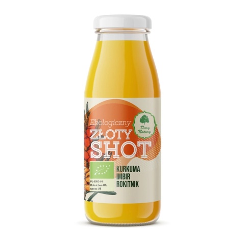 ZŁOTY SHOT KURKUMA IMBIR ROKITNIK EKO NAPÓJ 250 ml DARY NATURY