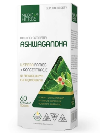 ASHWAGANDHA 500mg 60kaps MEDICA HERBS