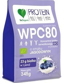 BIAŁKO SERWATKOWE WPC 80 JAGODA BIO 345g BEORANIC