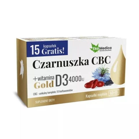 CZARNUSZKA CBD GOLD + WITAMINA D3 4000 75 kaps EKAMEDICA