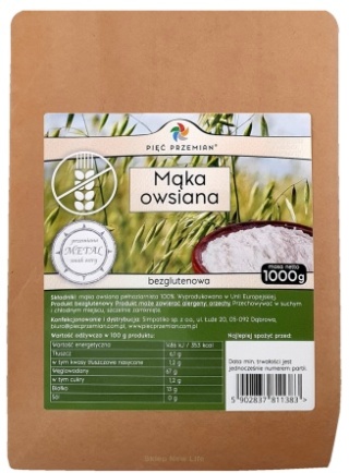 MĄKA OWSIANA 1000 g BEZGLUTENOWA 5 PRZEMIAN