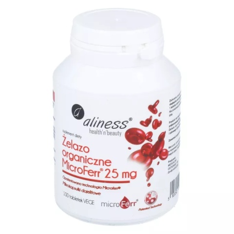 ŻELAZO ORGANICZNE MICROFERR 25mg 100tab ALINESS