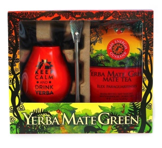 ZESTAW EXCLUSIVE YERBA MATE MAS ENERGIA GUARANA 400 g MATERO BOMBILLA MATE GREEN